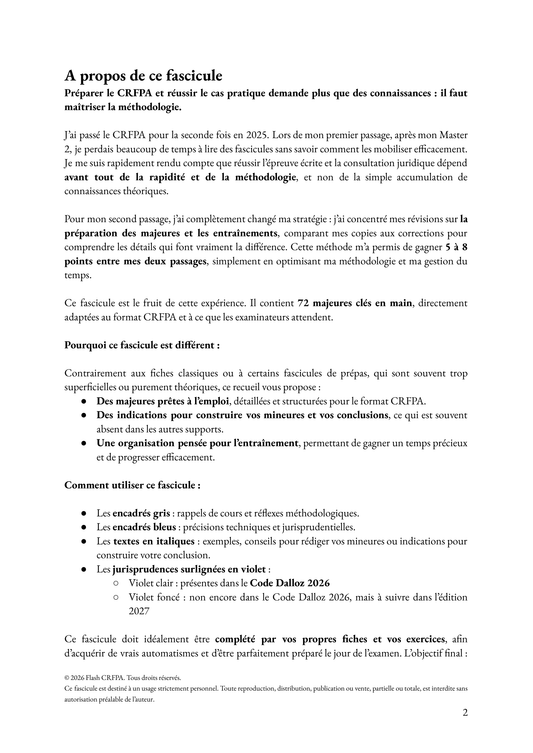 Le droit pénal - Fascicule de majeures et plans types