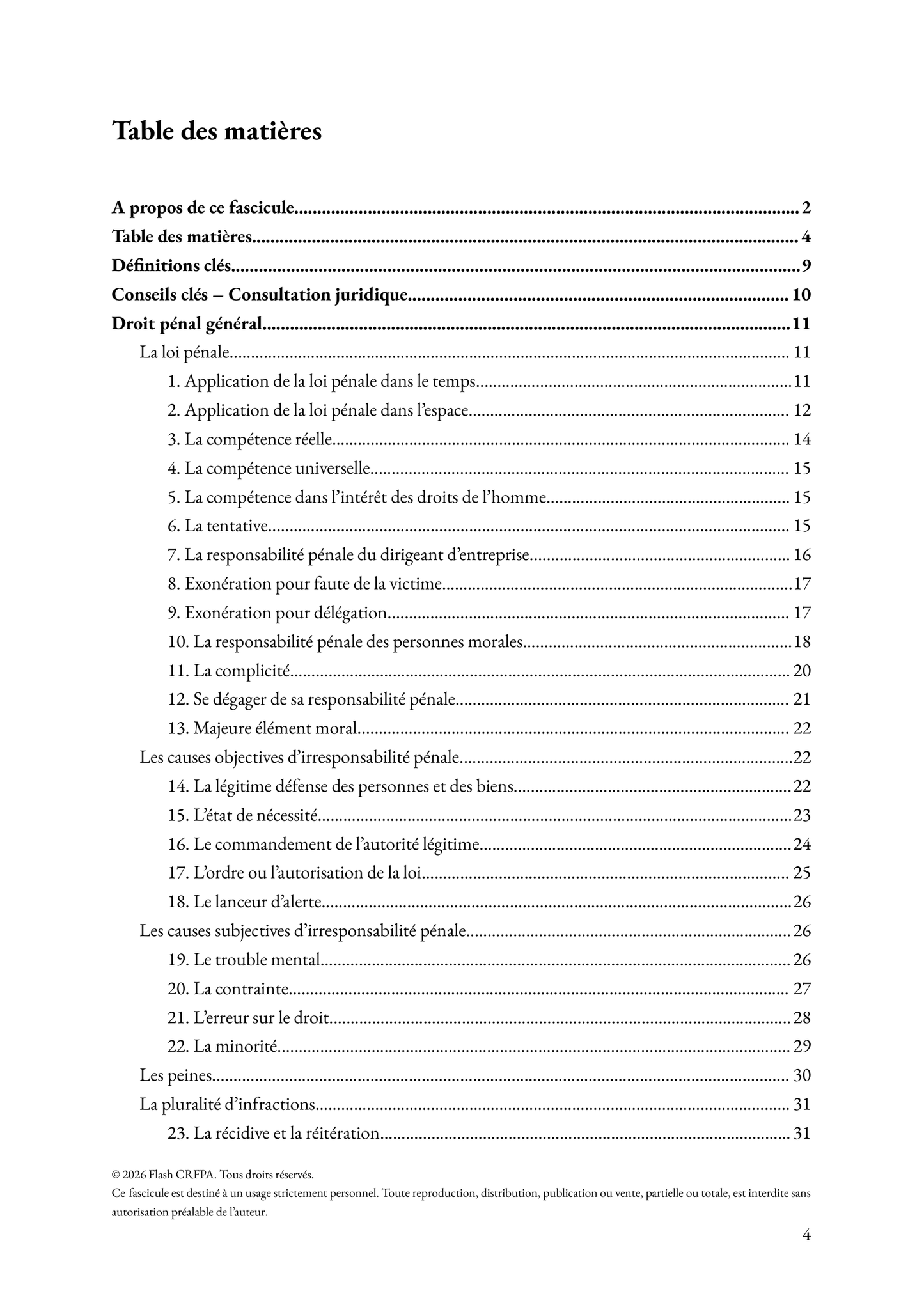 Le droit pénal - Fascicule de majeures et plans types