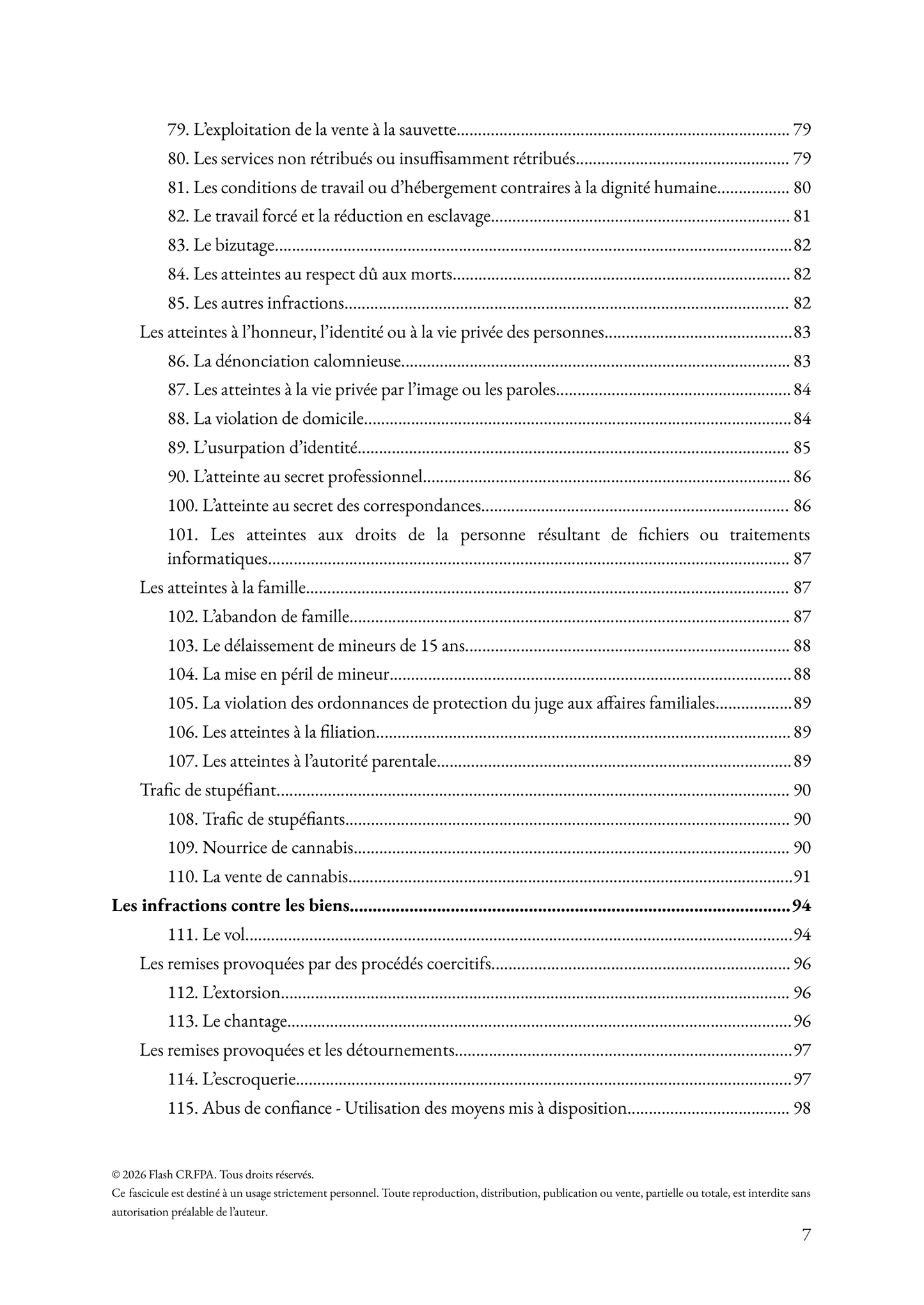 Le droit pénal - Fascicule de majeures et plans types