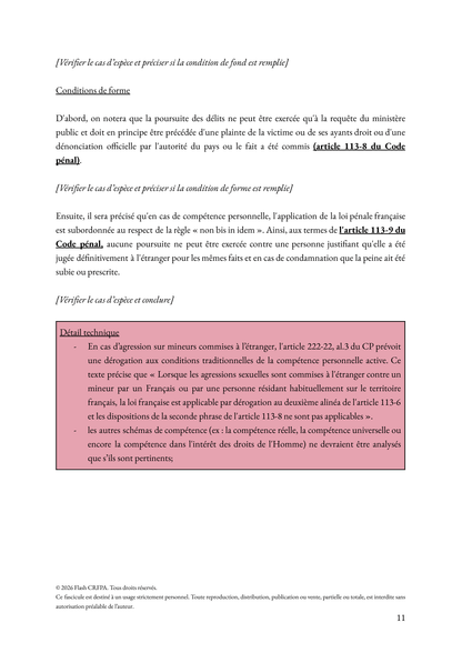 Le droit pénal - Fascicule de majeures et plans types