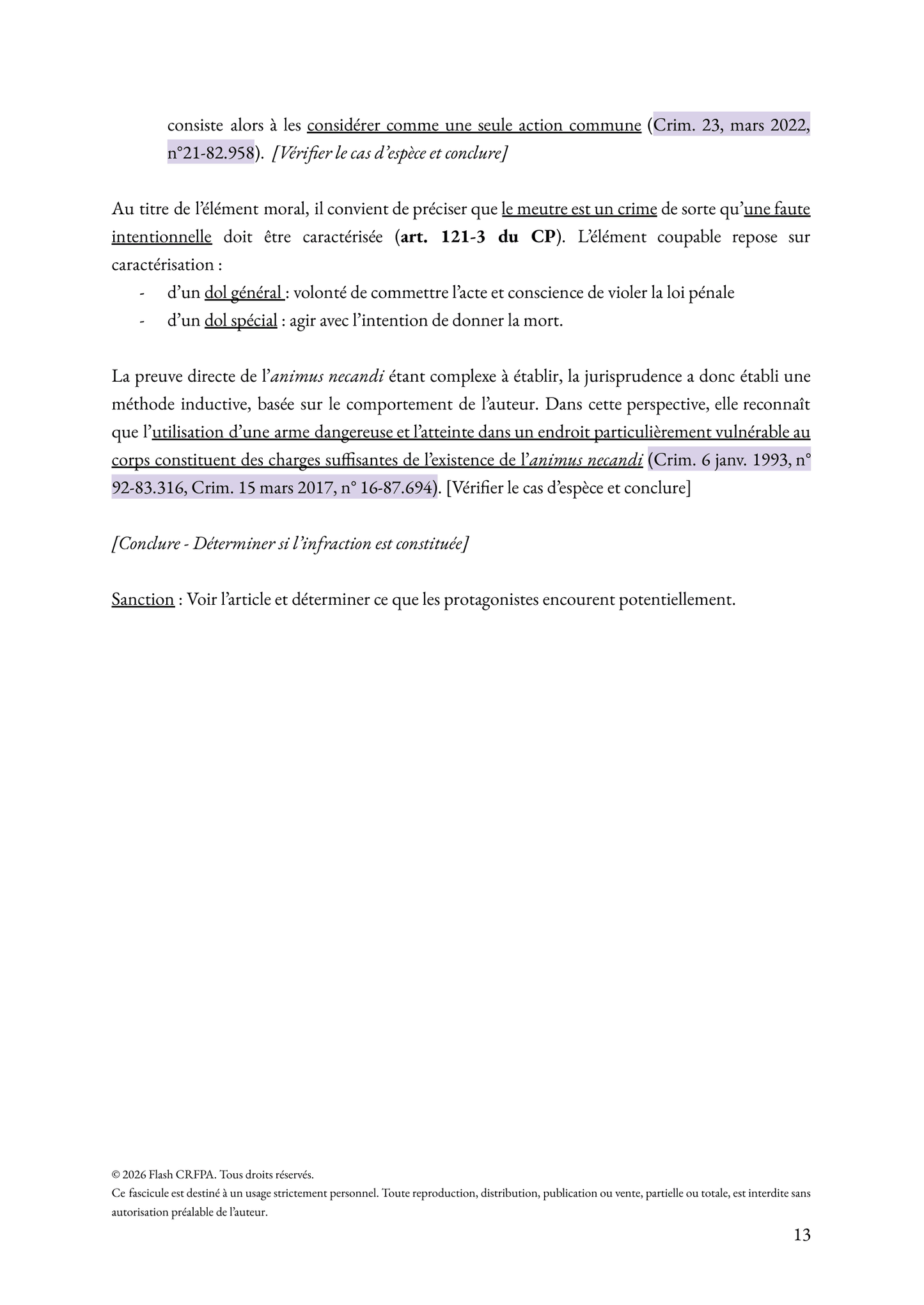 Le droit pénal - Fascicule de majeures et plans types